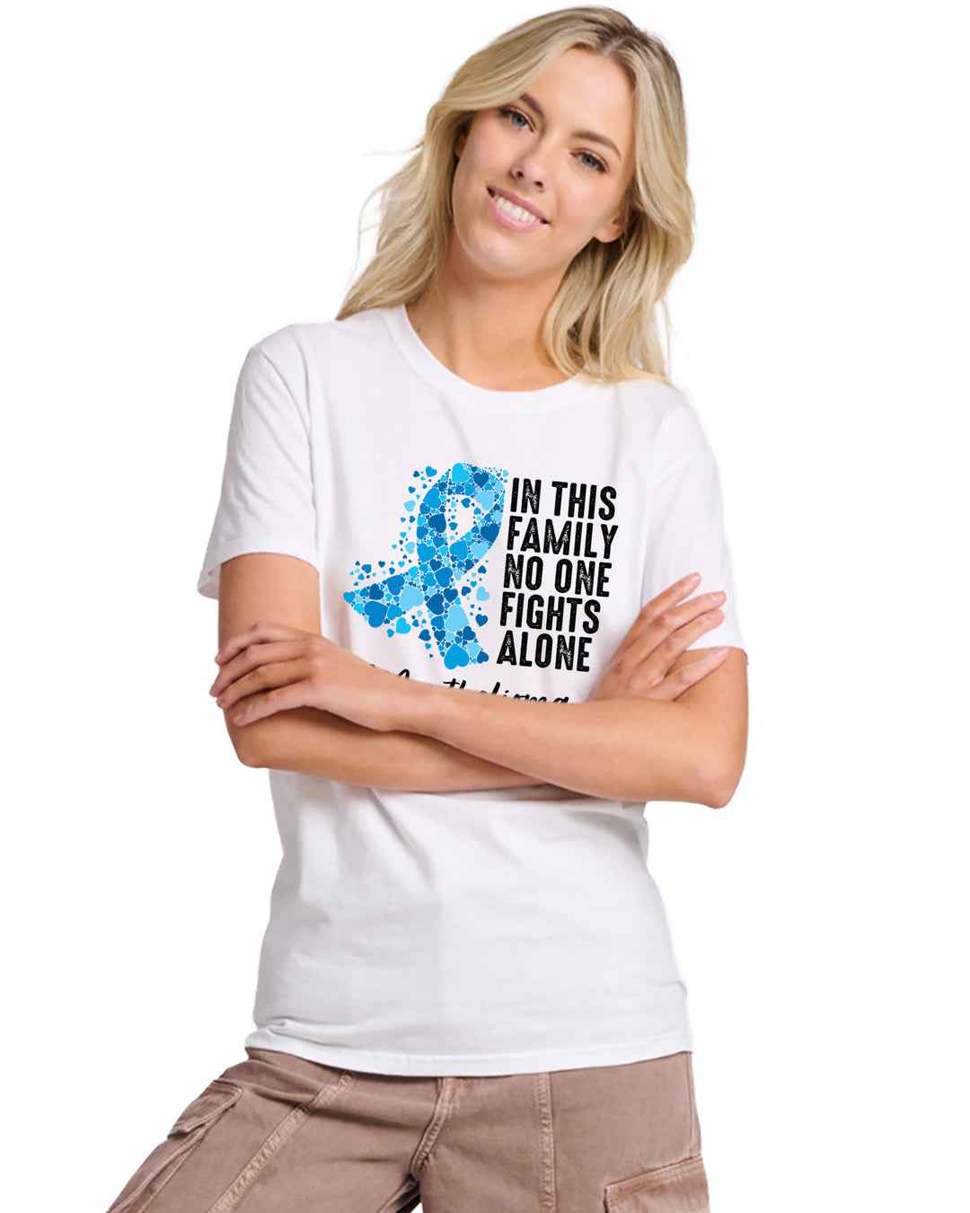 JERZEES - Adult - Ultimate™ Ring-⁠Spun Short Sleeve Tee - Mesothelioma Awareness - In This Family No One Fights Alone