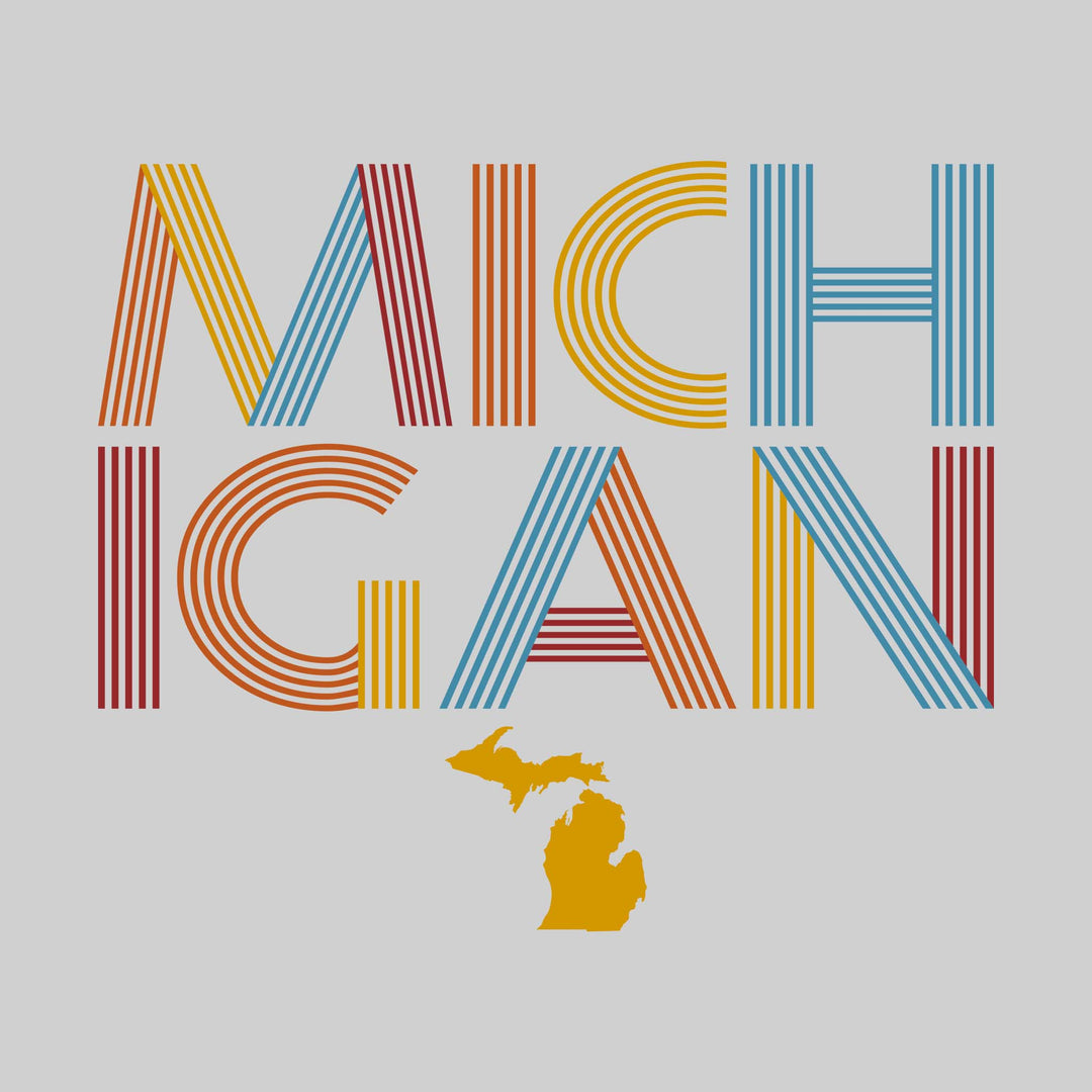 Michigan - Retro Stiped Text