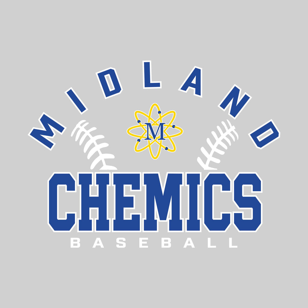 Midland Chemics - Baseball - Arched School Name with Baseball Stitches & Mascot