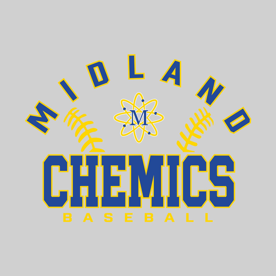 Midland Chemics - Baseball - Arched School Name with Baseball Stitches &amp; Mascot