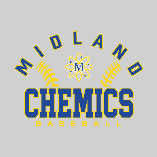 Midland Chemics - Baseball - Arched School Name with Baseball Stitches &amp; Mascot