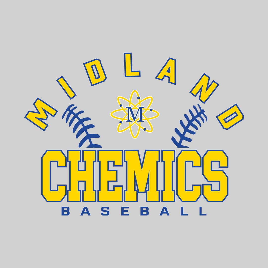 Midland Chemics - Baseball - Arched School Name with Baseball Stitches &amp; Mascot