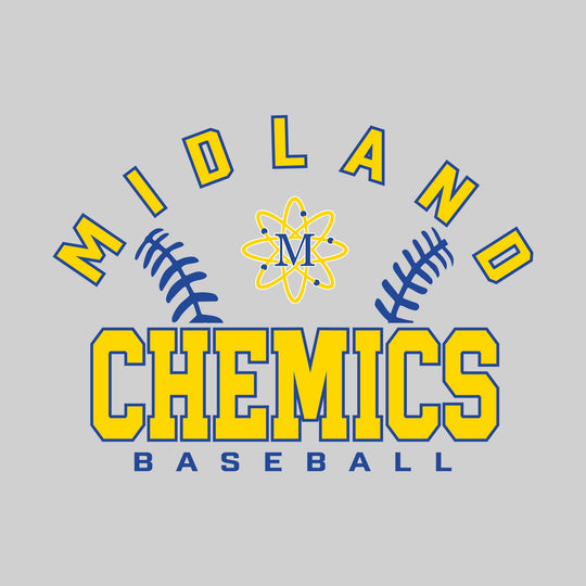 Midland Chemics - Baseball - Arched School Name with Baseball Stitches &amp; Mascot