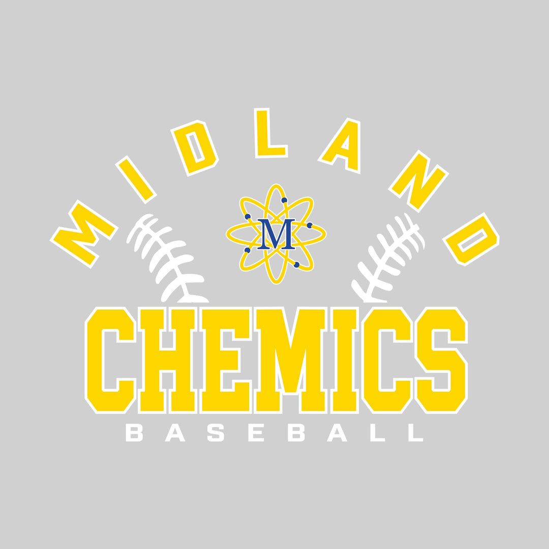 Midland Chemics - Baseball - Arched School Name with Baseball Stitches &amp; Mascot