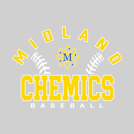 Midland Chemics - Baseball - Arched School Name with Baseball Stitches &amp; Mascot