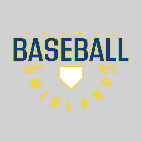 Midland Chemics - Baseball - Baseball with Established Year and Arched School Name