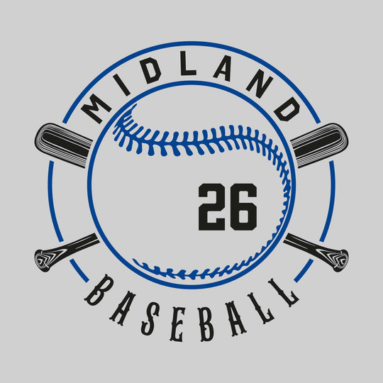 Midland Chemics - Baseball - Crossed Bats with School Name and Baseball Stitches