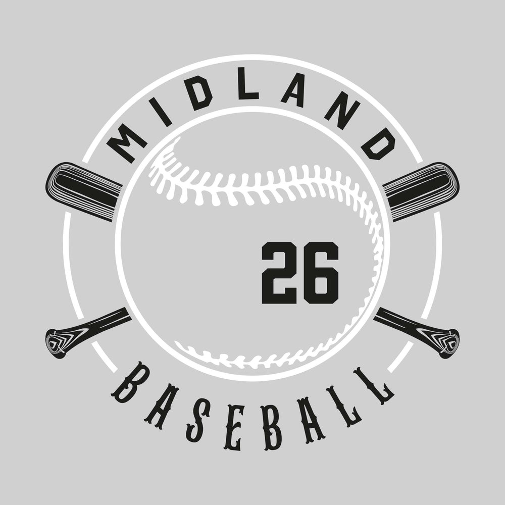 Midland Chemics - Baseball - Crossed Bats with School Name and Baseball Stitches