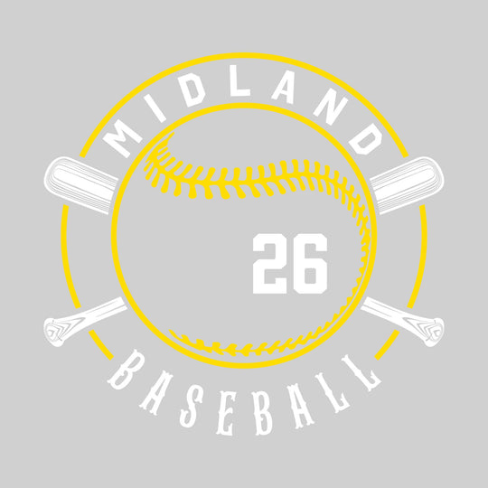 Midland Chemics - Baseball - Crossed Bats with School Name and Baseball Stitches