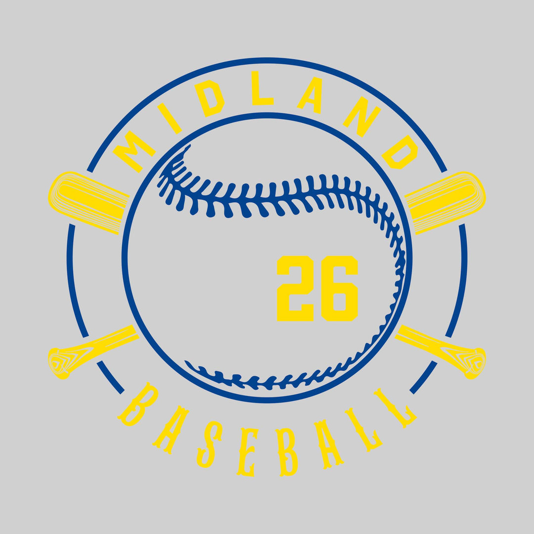 Midland Chemics - Baseball - Crossed Bats with School Name and Baseball Stitches