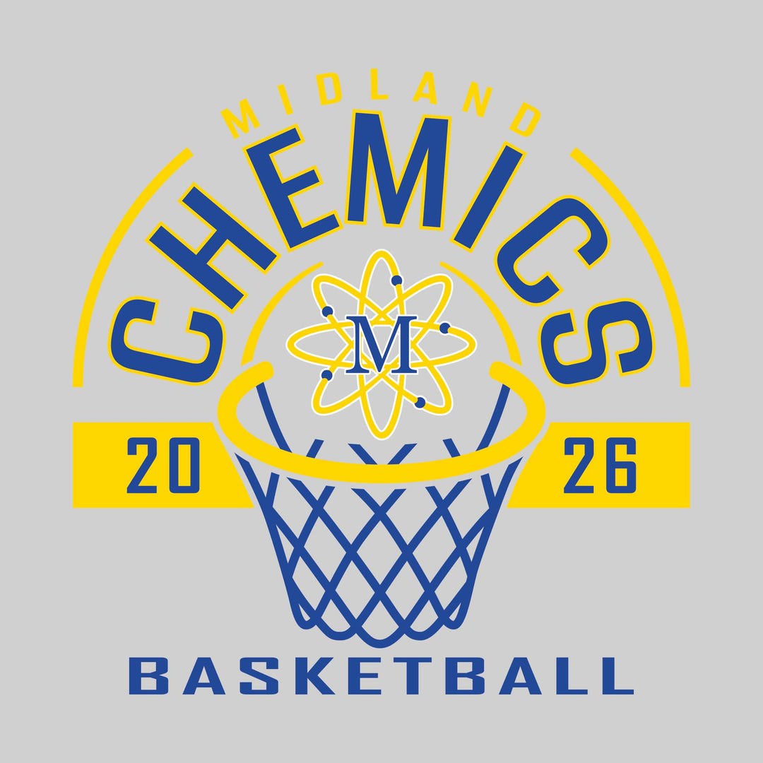 Midland Chemics - Basketball - Arched Text with Center Mascot and Rim