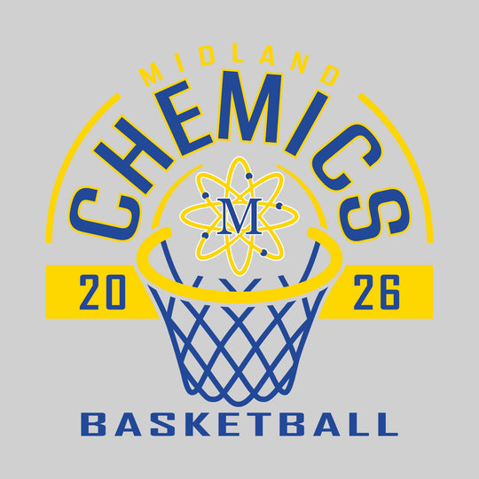 Midland Chemics - Basketball - Arched Text with Center Mascot and Rim