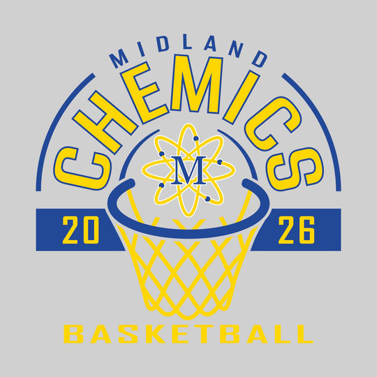 Midland Chemics - Basketball - Arched Text with Center Mascot and Rim