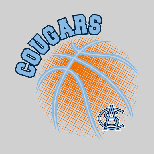 All Saints Cougars - Basketball - Halftone Basketball with Mascot