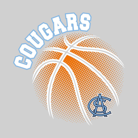 All Saints Cougars - Basketball - Halftone Basketball with Mascot
