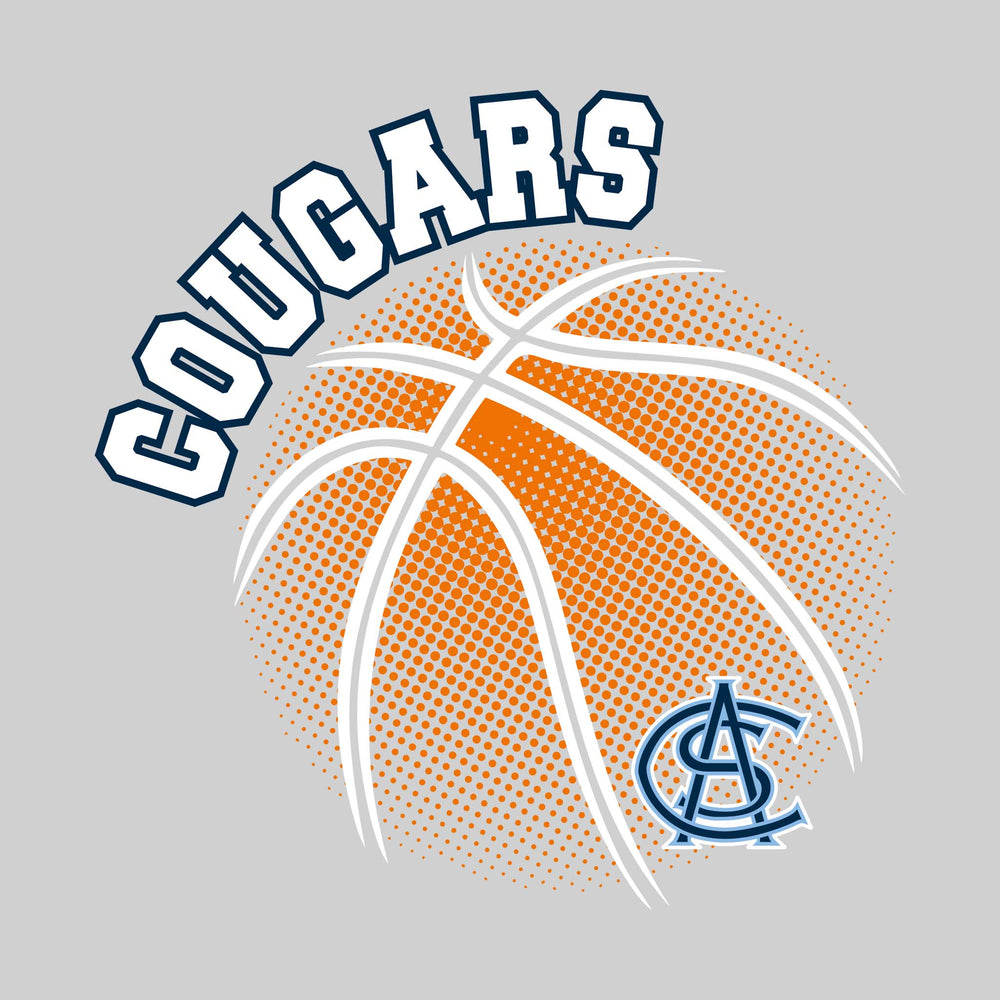 All Saints Cougars - Basketball - Halftone Basketball with Mascot