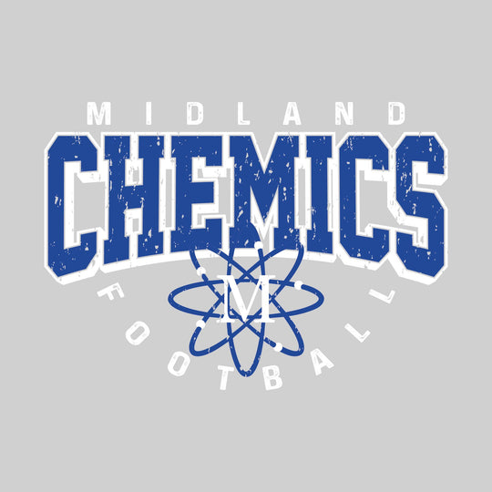 Midland Chemics - Football - Distressed Text with Mascot and Arched Football