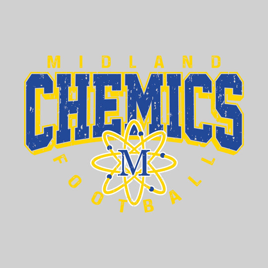 Midland Chemics - Football - Distressed Text with Mascot and Arched Football
