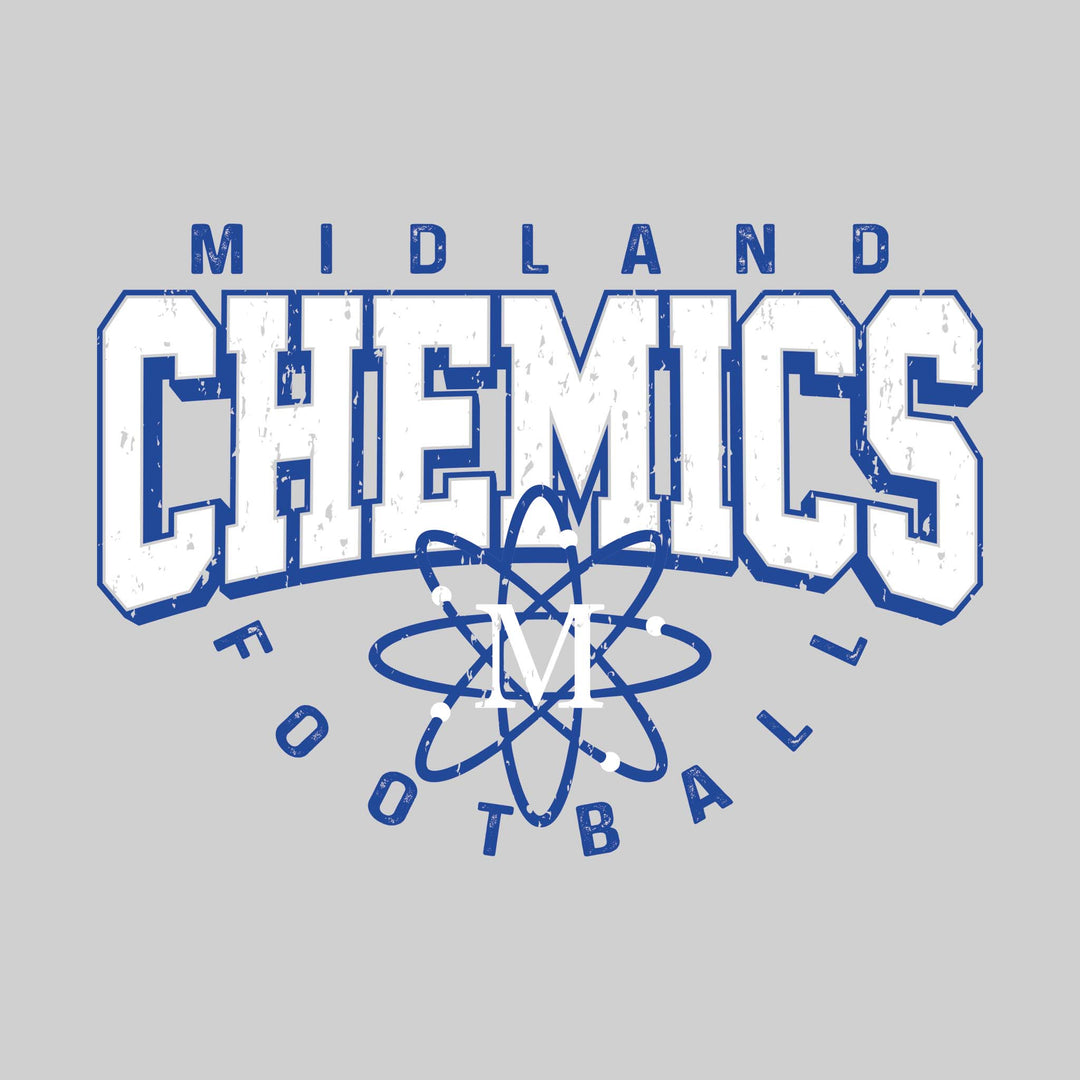 Midland Chemics - Football - Distressed Text with Mascot and Arched Football