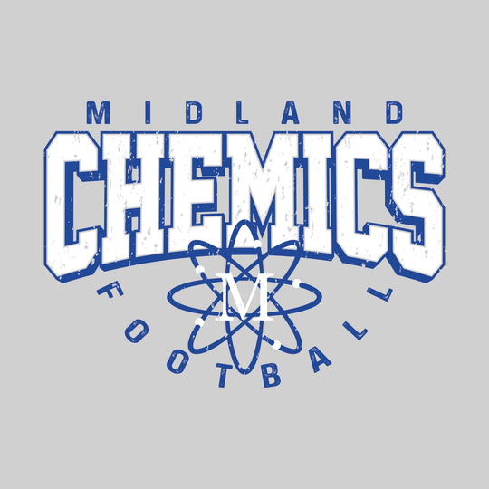 Midland Chemics - Football - Distressed Text with Mascot and Arched Football