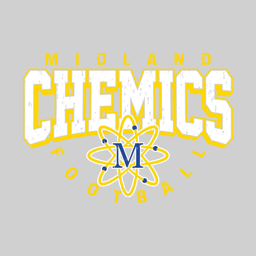 Midland Chemics - Football - Distressed Text with Mascot and Arched Football