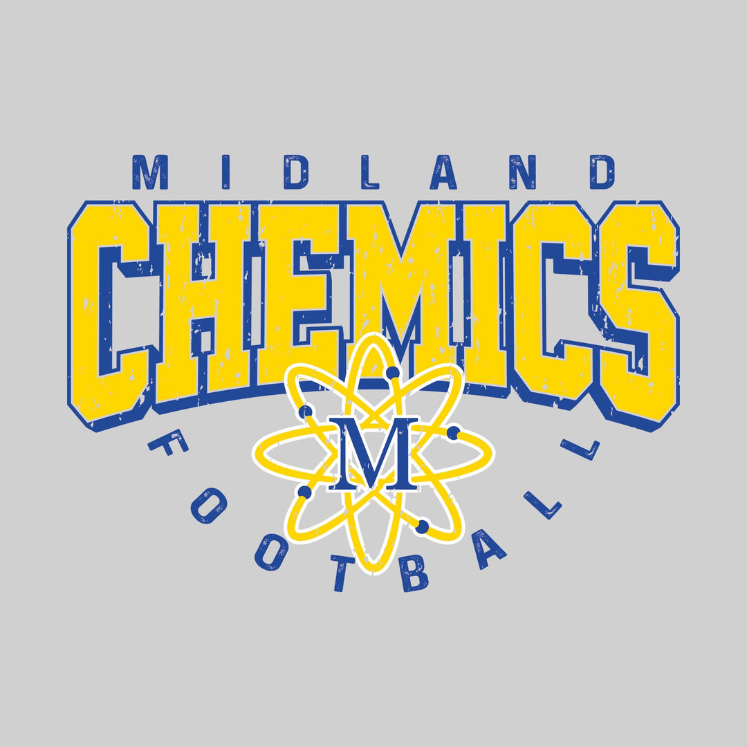 Midland Chemics - Football - Distressed Text with Mascot and Arched Football