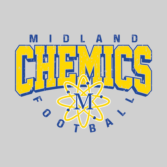 Midland Chemics - Football - Distressed Text with Mascot and Arched Football