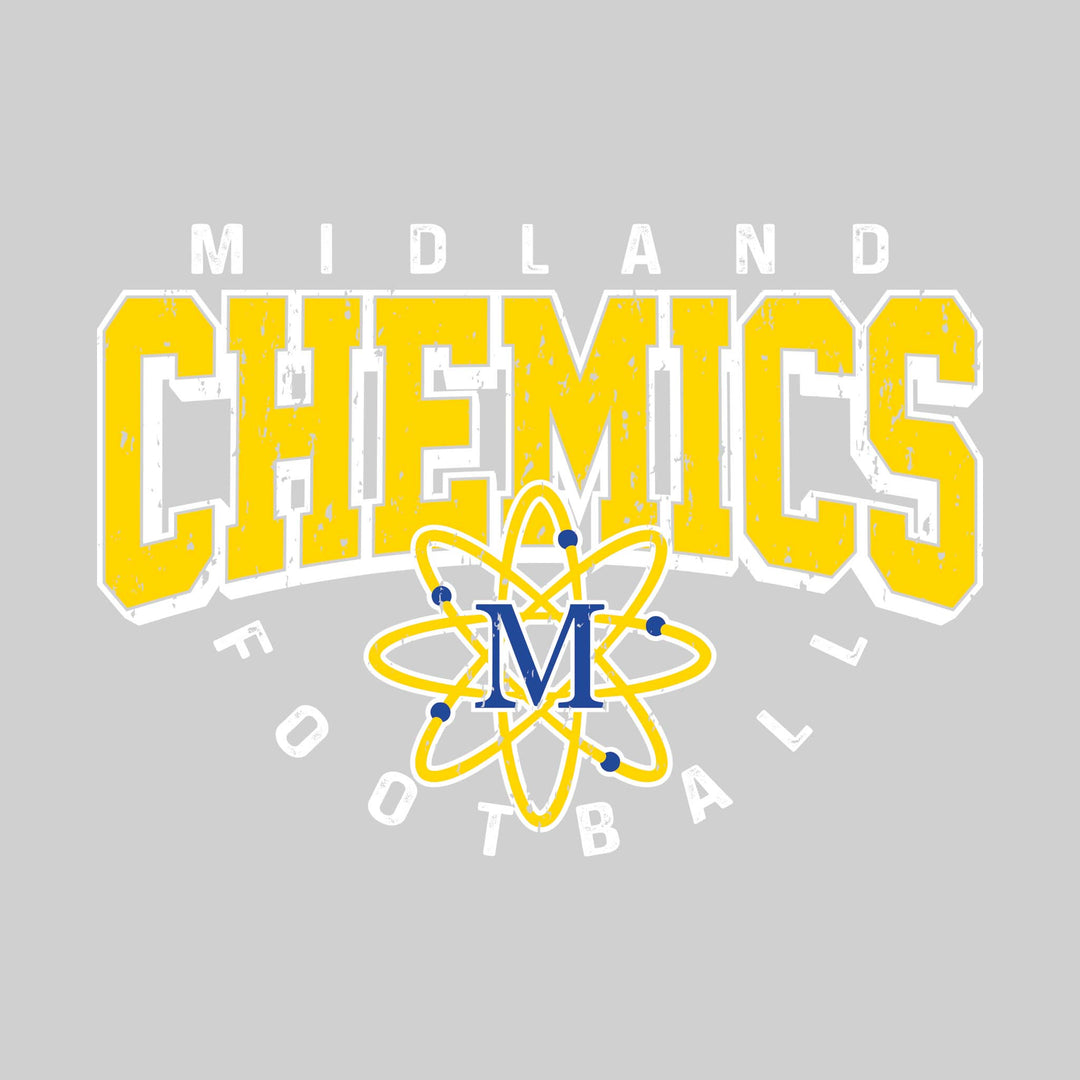 Midland Chemics - Football - Distressed Text with Mascot and Arched Football