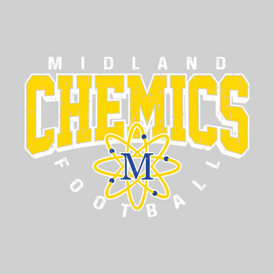 Midland Chemics - Football - Distressed Text with Mascot and Arched Football