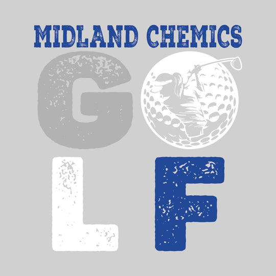 Midland Chemics - Golf - Distressed Stacked Text with Female Golfer Silhouette in Golf Ball