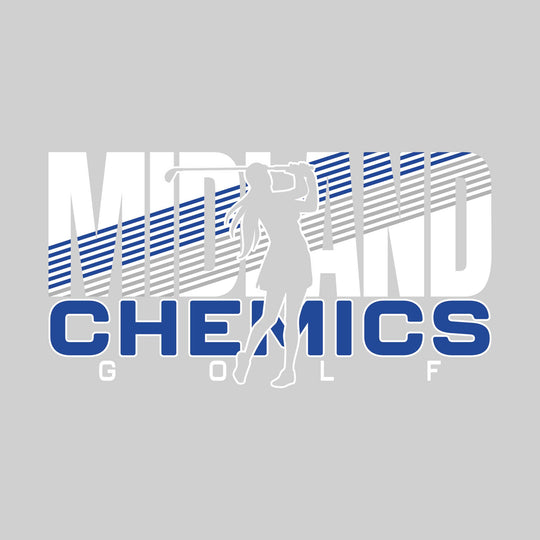 Midland Chemics - Golf - Female Golfer Silhouette with Color Stripes