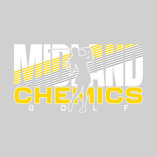 Midland Chemics - Golf - Female Golfer Silhouette with Color Stripes