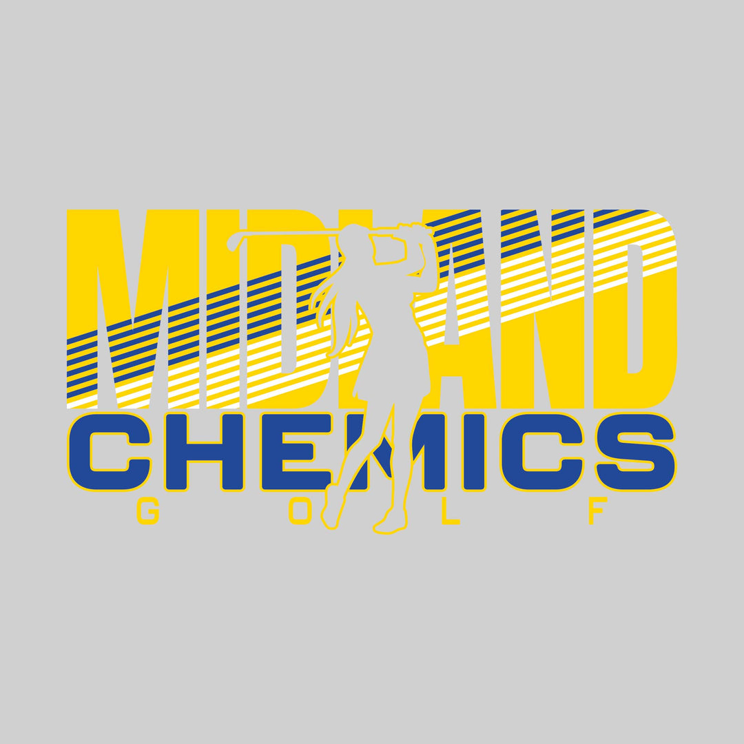 Midland Chemics - Golf - Female Golfer Silhouette with Color Stripes