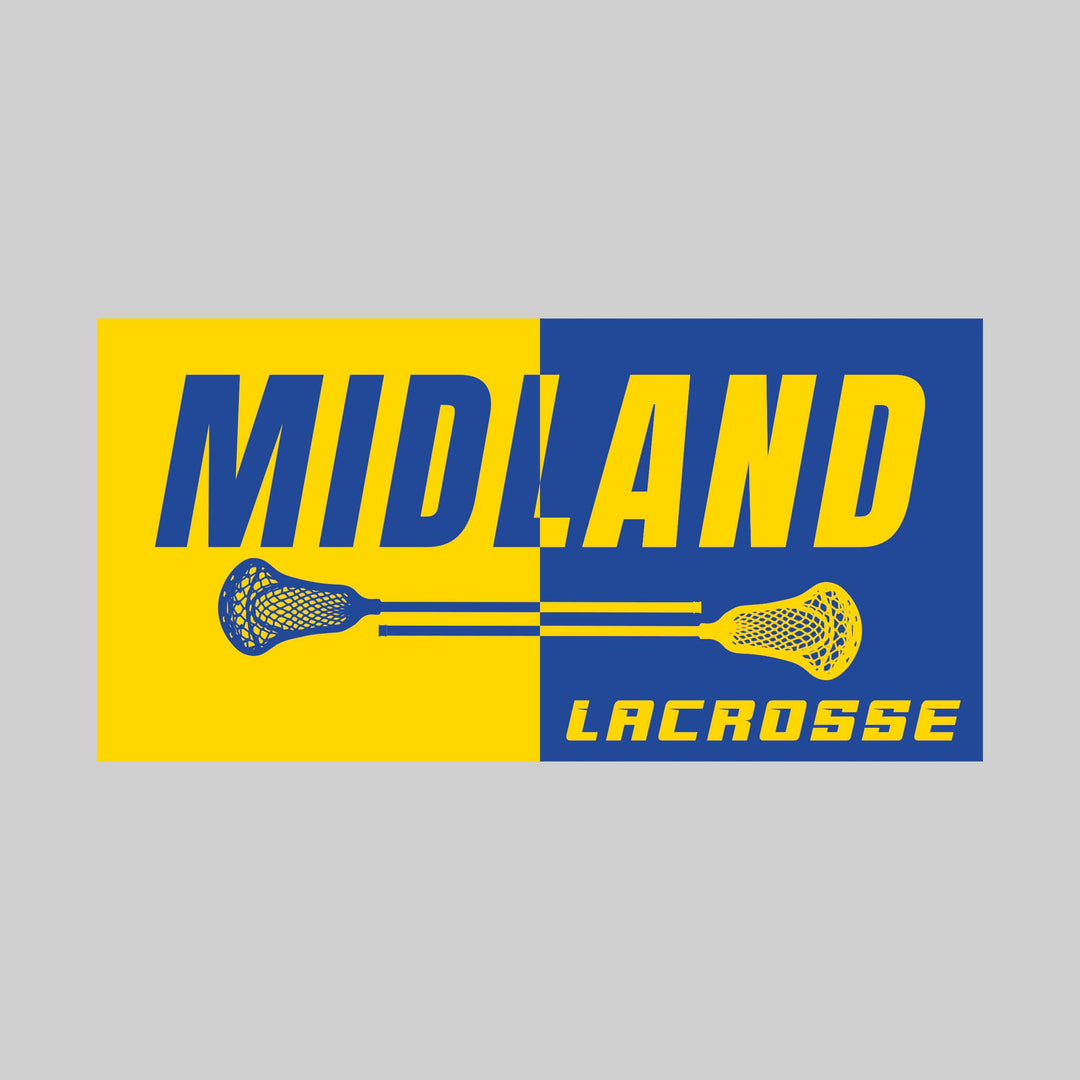 Midland Chemics - Lacrosse - Boxed Split-Color School Name with Sticks
