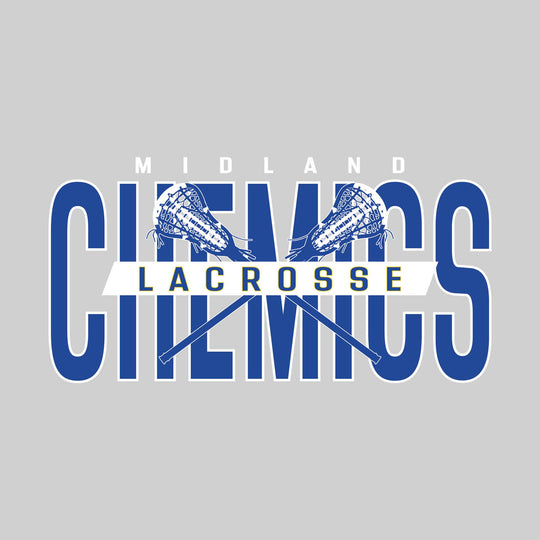 Midland Chemics - Lacrosse - Oversized Text with Crossed Lacrosse Sticks