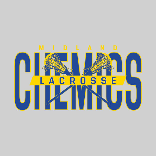 Midland Chemics - Lacrosse - Oversized Text with Crossed Lacrosse Sticks