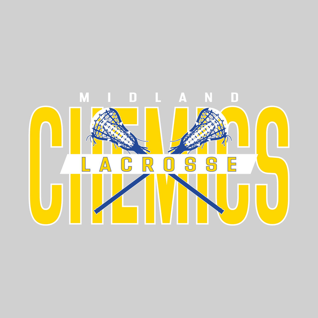 Midland Chemics - Lacrosse - Oversized Text with Crossed Lacrosse Sticks