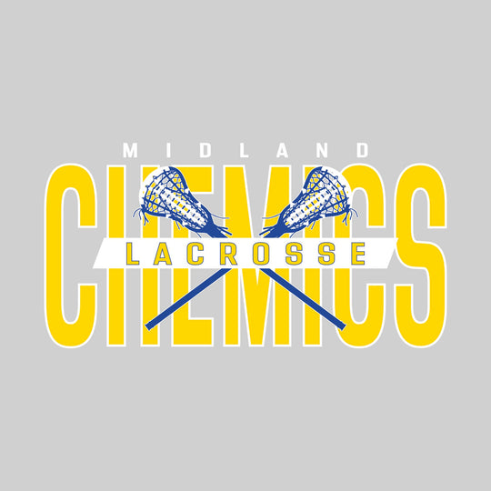 Midland Chemics - Lacrosse - Oversized Text with Crossed Lacrosse Sticks