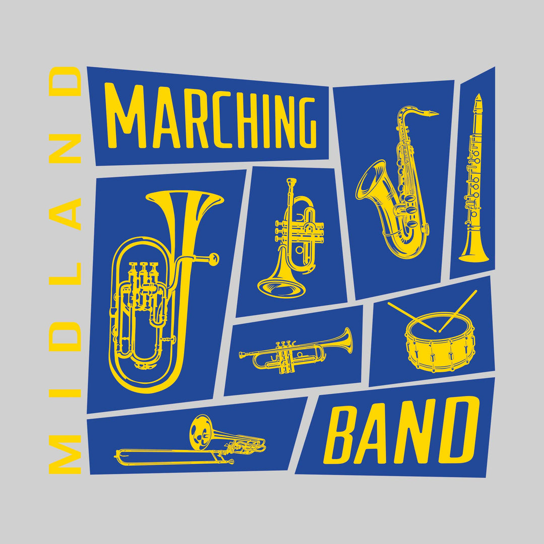 Midland Chemics - Marching Band - Instrument Collage with School Name