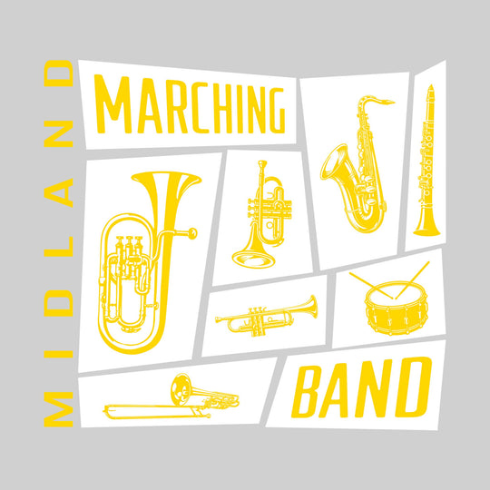 Midland Chemics - Marching Band - Instrument Collage with School Name
