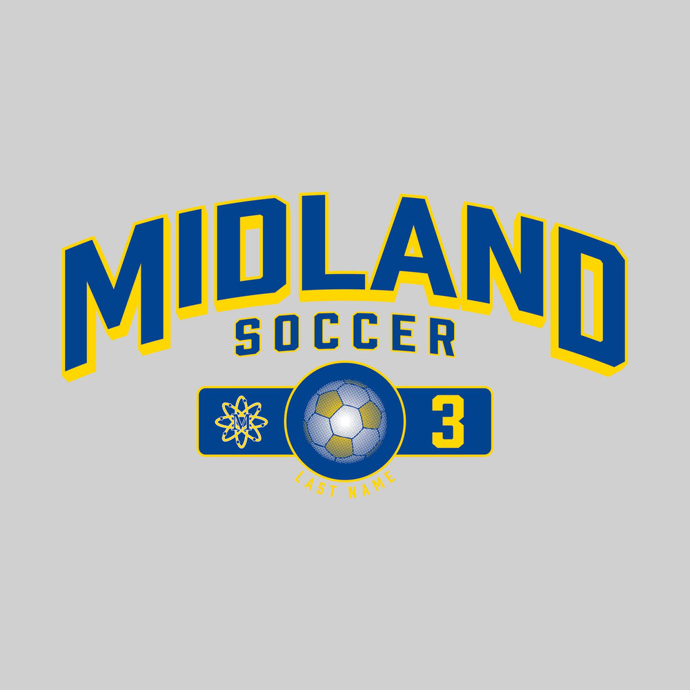 Midland Chemics - Soccer - Arched Western Over Mascot Name & Number