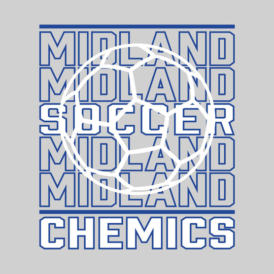 Midland Chemics - Soccer - Repeated School Name with Soccer Ball Outline