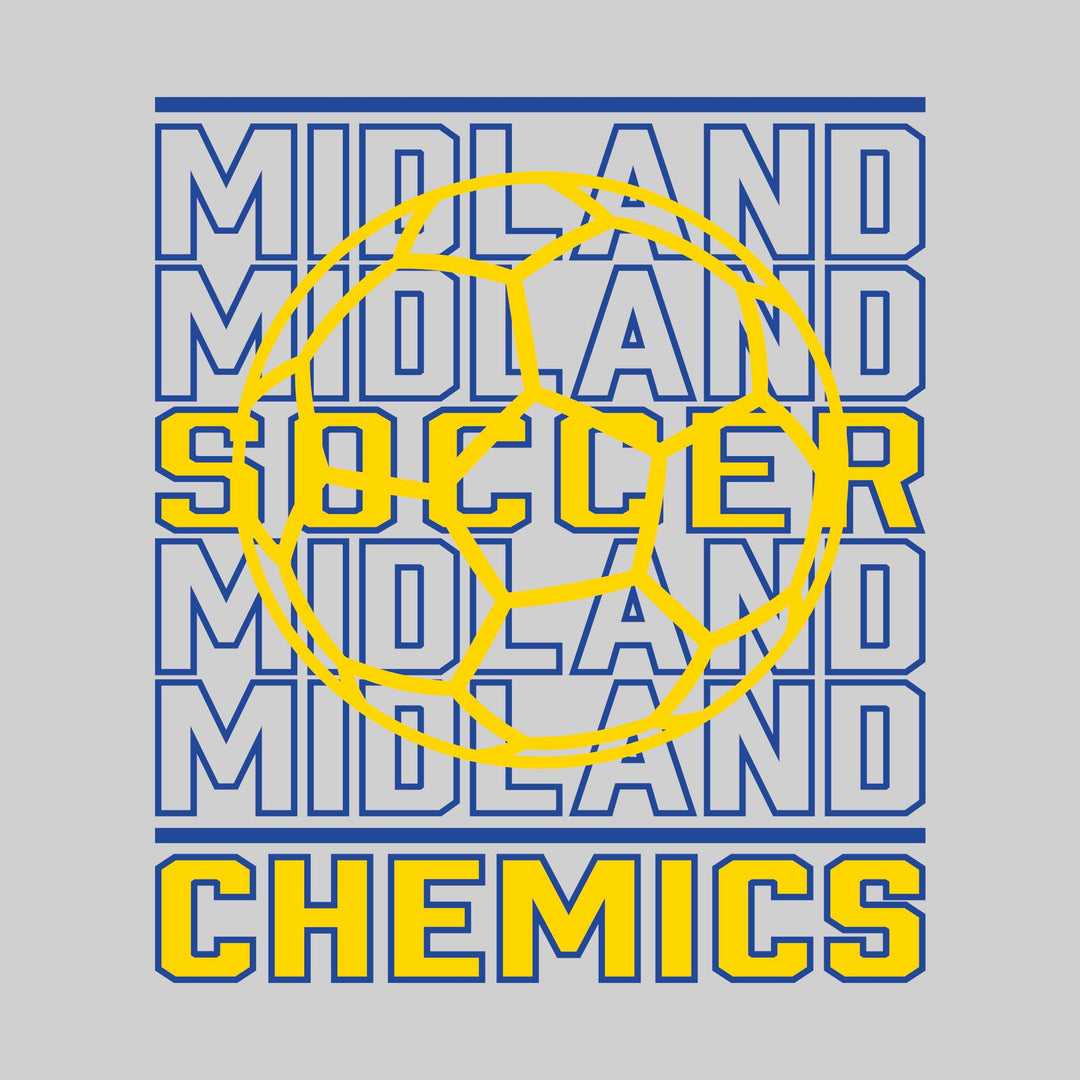 Midland Chemics - Soccer - Repeated School Name with Soccer Ball Outline