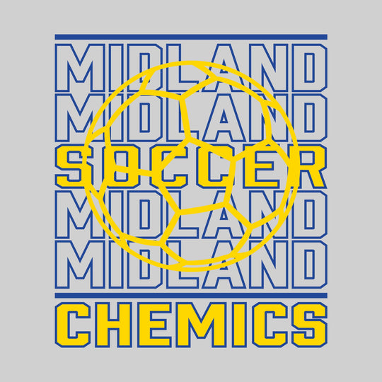 Midland Chemics - Soccer - Repeated School Name with Soccer Ball Outline
