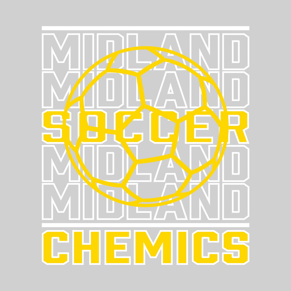 Midland Chemics - Soccer - Repeated School Name with Soccer Ball Outline
