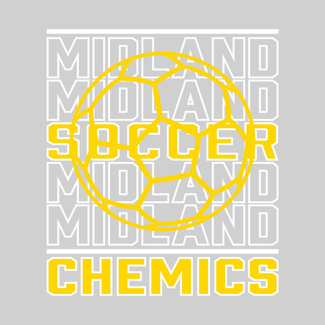 Midland Chemics - Soccer - Repeated School Name with Soccer Ball Outline