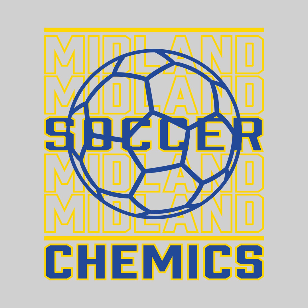 Midland Chemics - Soccer - Repeated School Name with Soccer Ball Outline