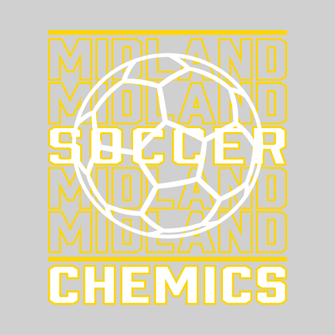Midland Chemics - Soccer - Repeated School Name with Soccer Ball Outline