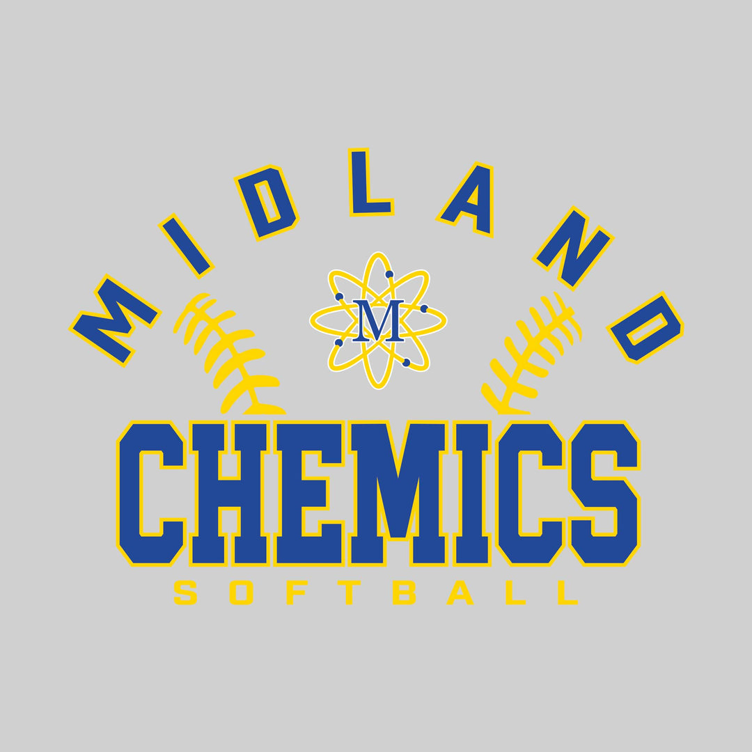Midland Chemics - Softball - Arched School Name with Softball Stitches &amp; Mascot