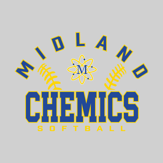 Midland Chemics - Softball - Arched School Name with Softball Stitches &amp; Mascot